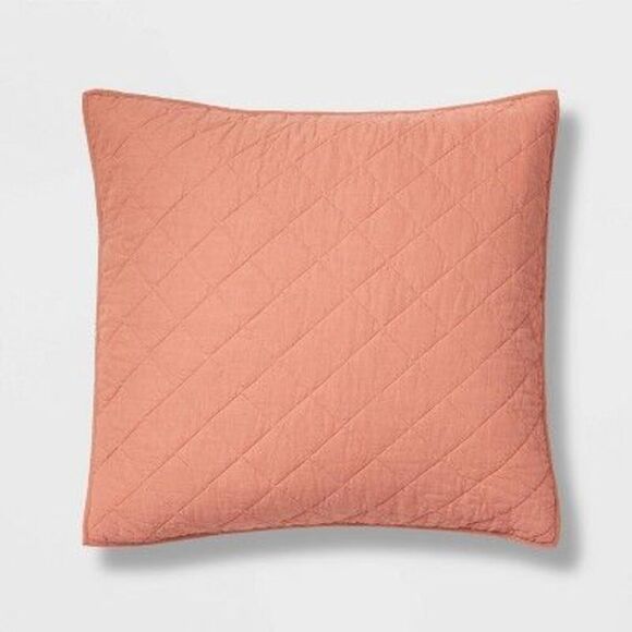 Threshold -  Pillow Sham Cotton-Linen Blend Diamond S Terracotta - Picture 1 of 3